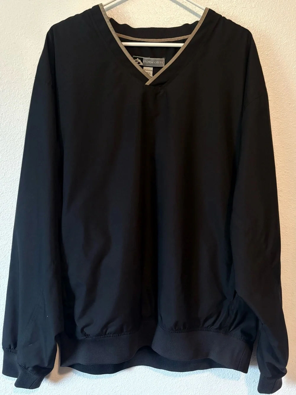 Storm Creek PGA Tour Mens Pullover Windbreaker Jacket Black and Khaki